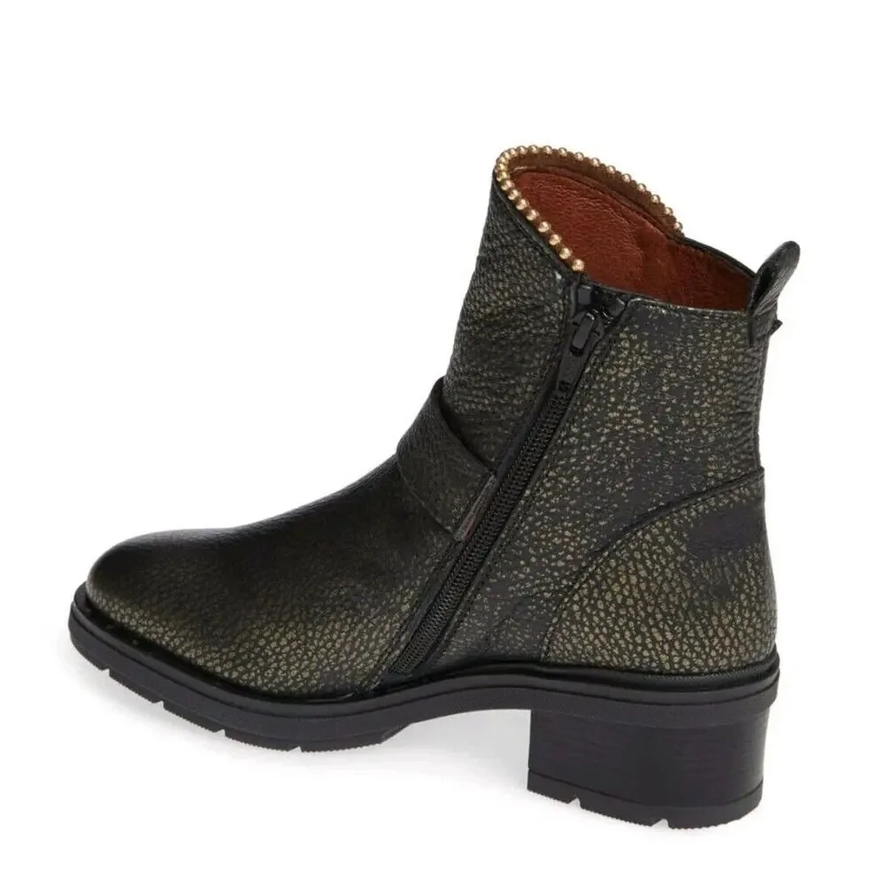Hispanitas Green Leather LeVia Moto Booties EUR 40 US 10 Studded Ankle Boot NEW